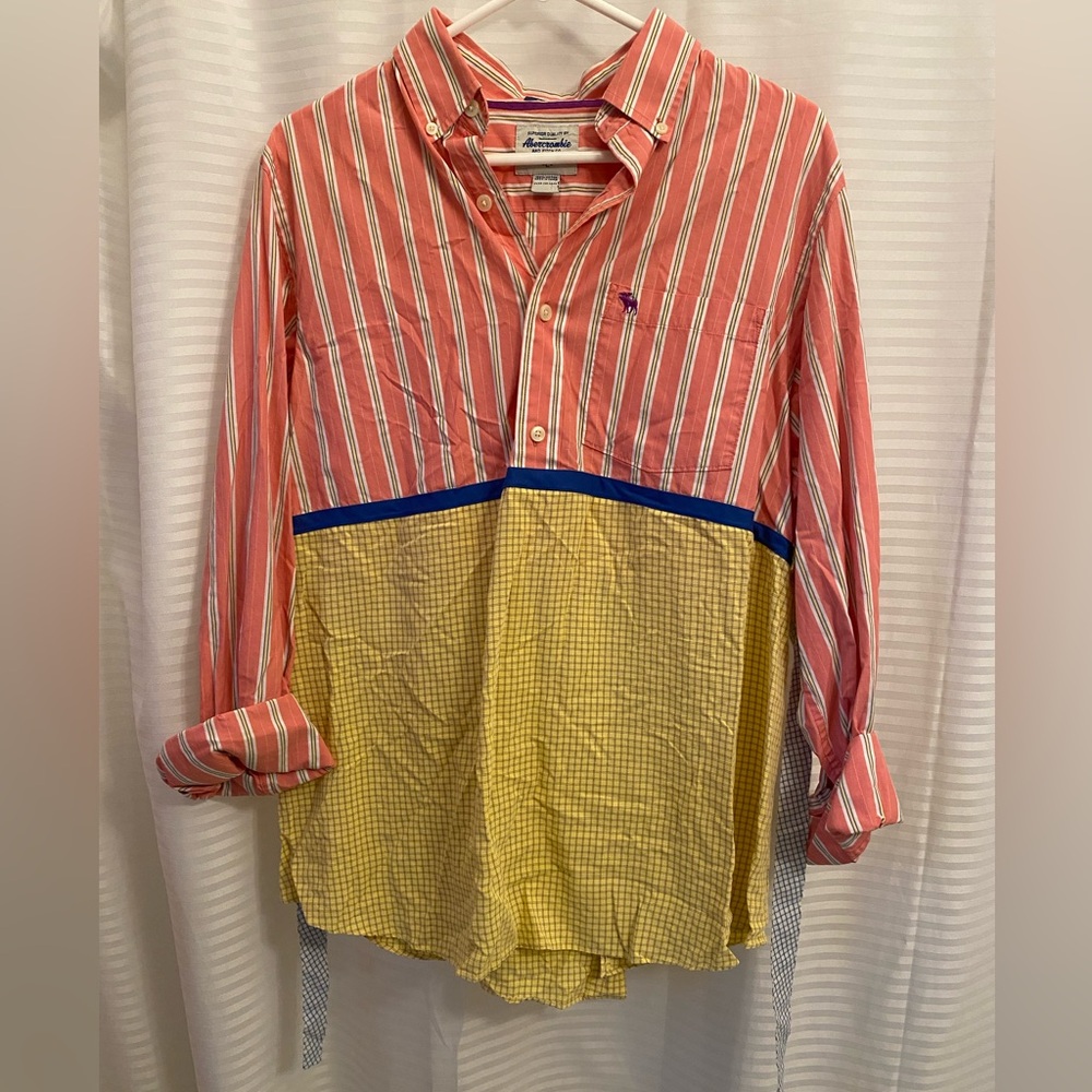 Abercrombie & Fitch Pink and Yellow Button Down Shirt